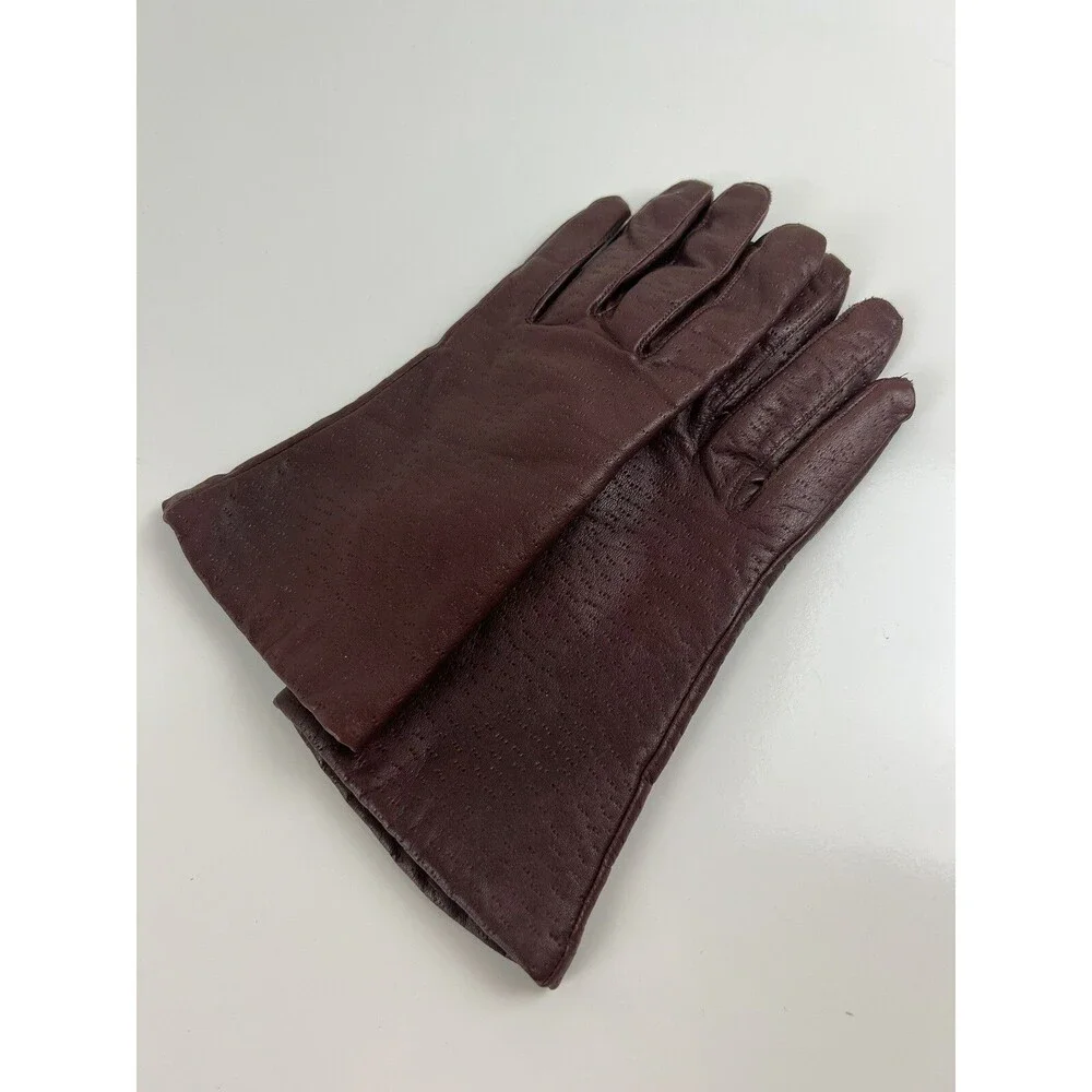 Vintage Van Raalte Gloves Maroon Red 100% Leather Driving Gloves Winter MCM sz M